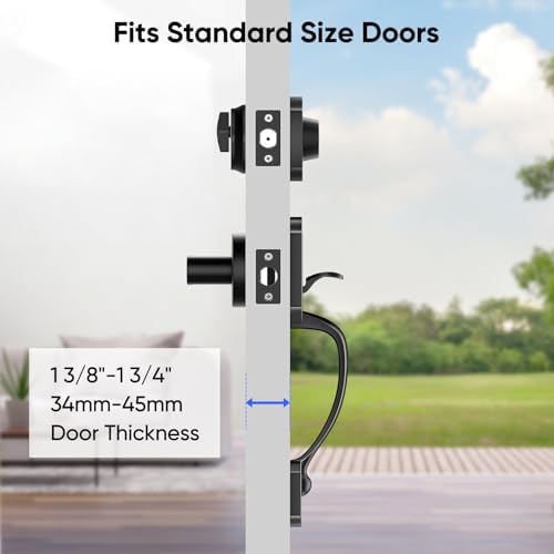 Front Door Lock Set Reversible Adjustable Handle Deadbolt