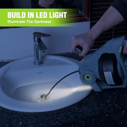 WORKPRO 25 Ft Electric Drain Auger Cordless 20AH Battery Effortless Drainage