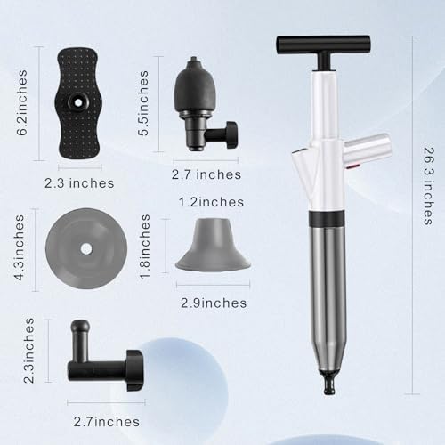 High-Pressure Toilet Plunger Visual Gauge by TAGYSH Effortless Clog Removal for Home Use