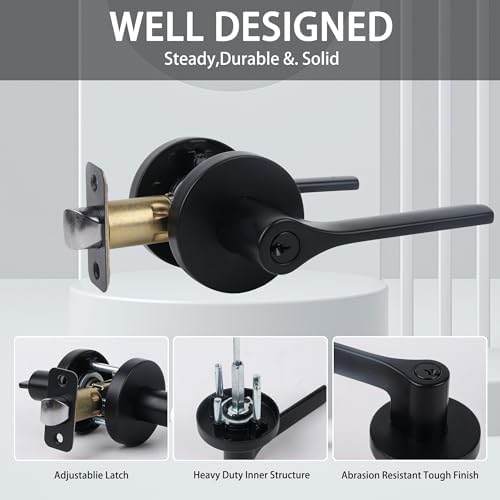 Versatile Door Lock Set with 2-Piece Keyed Entry Door Lever for Front Exterior Doors