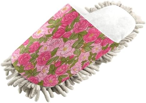 Burbuja Vintage Pink Flowers Mop Slippers for Women Men