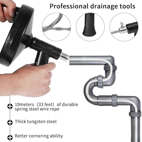 33 Foot Flexible Steel Snake Drain Clog Remover