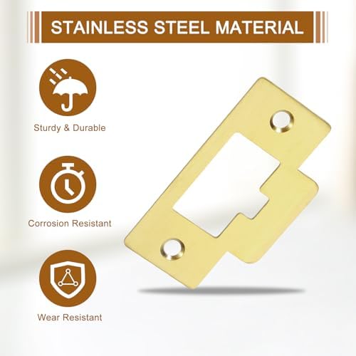 2-Set Door Strike Plate Stainless Steel 40mm x 70mm Gold