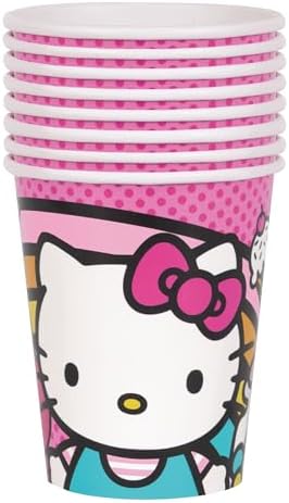 Hello Kitty Friends Pink White Paper Cups - 9 oz - 8 Count