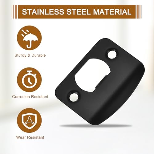 4Pcs 57mm x 45mm Stainless Steel Door Strike Plate Replacement Black