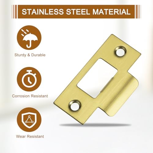 Gold-Plated 3-Piece Stainless Steel Door Strike Plate