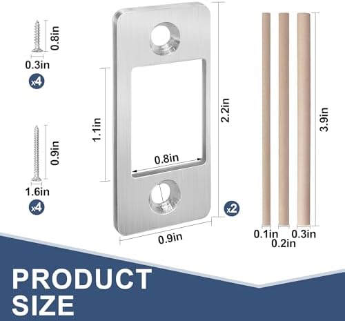 Nkiy Quen 2-Piece Door Security Kit Anti-Bump Latch Replacer Stainless Steel Latch Restorer for Home Business