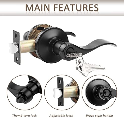 Probrico Door Lever Set - 2-Pack for Office Front Door Reversible Secure DoorLock System