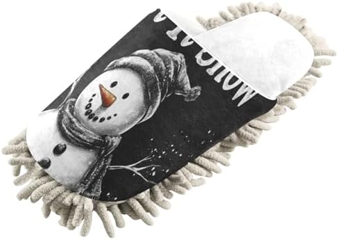 Running Bear White Black Snowman Christmas Mop Slippers - Cozy Soft Efficient Cleaning Tool for Home Office