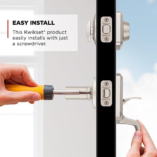 Kwikset Henley Front Door Lock Handle and Deadbolt Set - Smart Key Security Durable with Microban Protection
