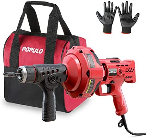 Populo 120V Electric Plumbing Snake 23FT Cable 34 to 2 Increment