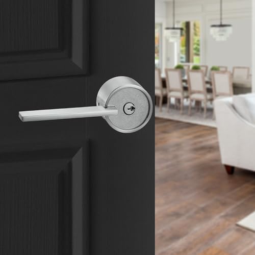 Modish Zero Gravity Urban Entry Lever Door Handle Set Front Office Use Heavy Duty Satin Nickel Finish