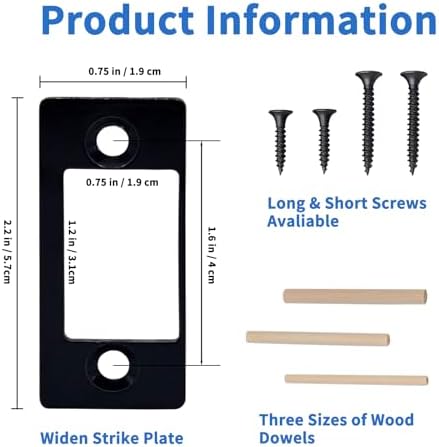 Enprotty Deadbolt Strike Plate 1 Black Large Hole Narrow Edge Frame Striker