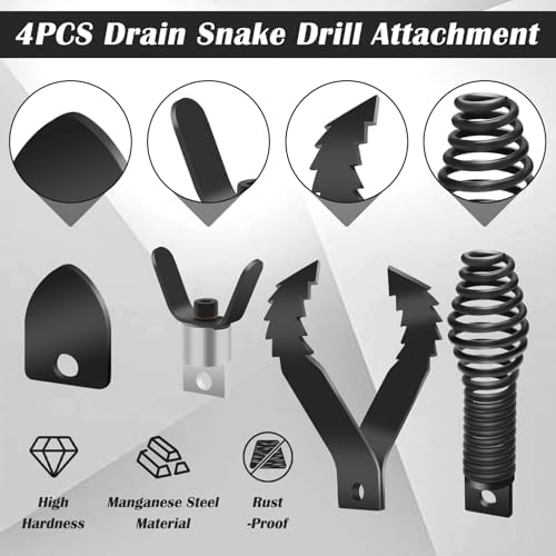 DRIP-RESISTANT Drain Cleaner Set for Clogs 4-Piece Pipe Drain Fixer COITEK Black Durable Easy to Use