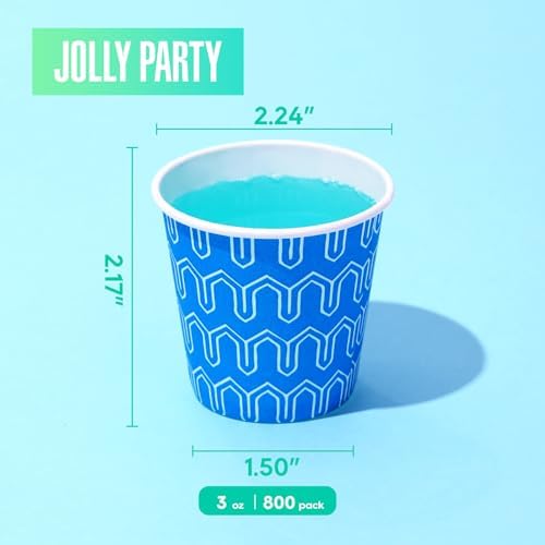 JOLLY PARTY 800-Pack 3 oz Assorted Blue Disposable Cups for Party Use