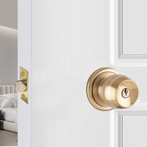 5 Backset Entry Door Latch Polished Brass Durable Entry System