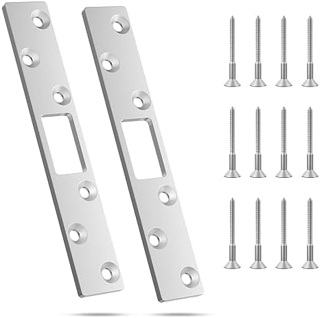 RO6G 72001 Lock Strike Plate Set brushed nickel 12 screws door security