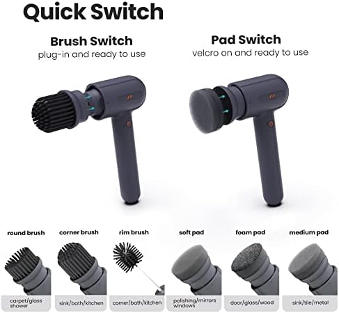 Portable Electric Scrubber 3 Speed Heads for Deep Cleaning