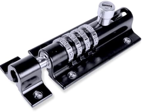 FJM Security 4-Digit Combination Sliding Bolt Gate Lock Premium MetalForged Motion Activated Gate Lock for Home Barns