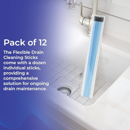 SAGEFINDS Effortless Drain Clever Flexible Drain Cleaning Sticks 195 Handle Disposable 12_pack