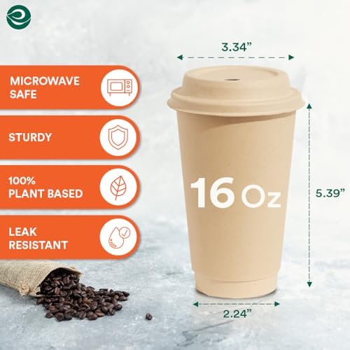 Sturdy 16oz compostable hot cups for home cafe and events Eco-Friendly Perfect Gift