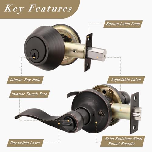 Brotima 2-Pack Keyed Alike Entry Door Lock Set Double Cylinder Deadbolt
