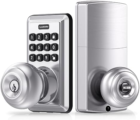 ApeStellar Door Lock with Keypad Waterproof SATIN NICKEL Easy to Install
