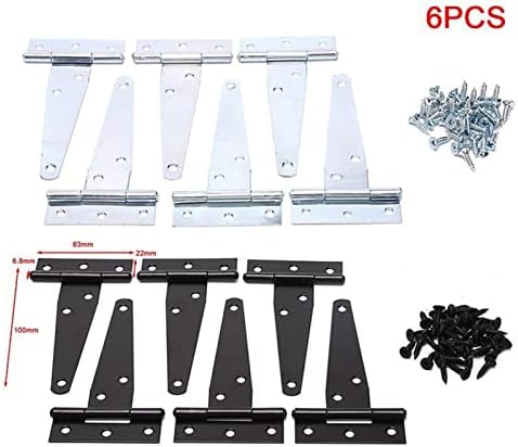 T-Hinges 4-Inch Rust-Resistant Hinges Set 6PCS for Gates Toolboxes Sheds and More