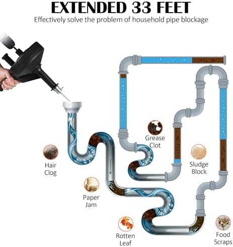 Professional Drain Snag Eco-Friendly 33ft Spring Steel Drain Auger for Home Commercial Use