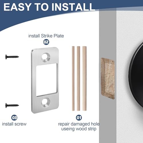Nkiy Quen 2-Piece Door Security Kit Anti-Bump Latch Replacer Stainless Steel Latch Restorer for Home Business
