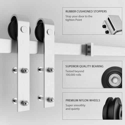 SmartStandard 30x84 inch White Barn Door with Handle and Easily Assembled Kit
