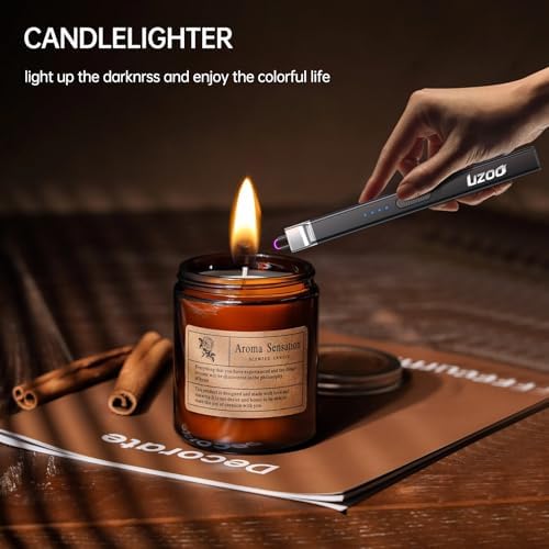 Rechargeable Candle Lighters with LED Display 360 Rotation for Camping BBQ Home Use