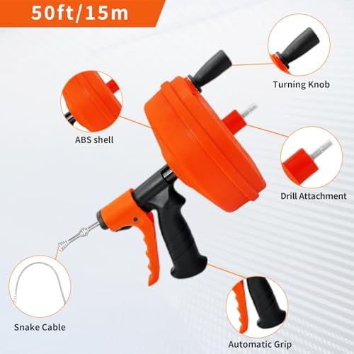 50 FT Drain Snake Hair Clog Remover