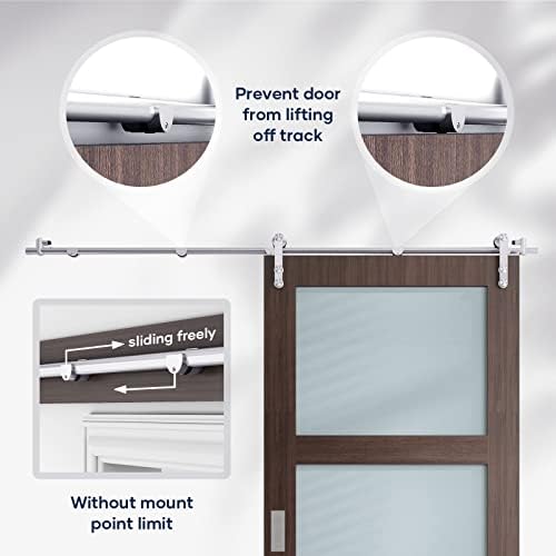 EaseLife 8 FT Stainless Steel Sliding Barn Door Track Kit Heavy Duty Anti-Rust Slide Smoothly Quietly Easy Install