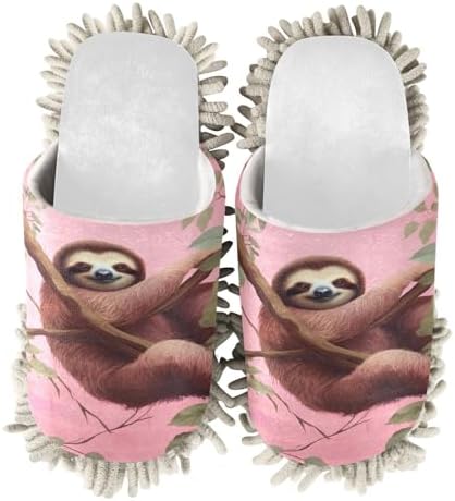 White Sloth Mop Slippers Chenille Sole Soft Cotton Blends Replacement Mop Pads