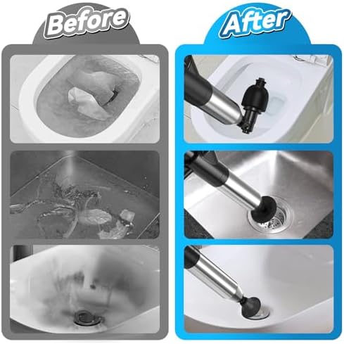 High-Pressure Toilet Plunger with Visual Barometer for Clogged Pipes