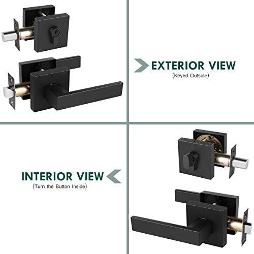 Brotima 4-Pack Keyed Entry Door Lock Set Matte Black For Bedroom Front Door