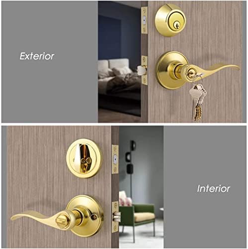 Brotima 3 Pack Keyed Alike Lever Set with Deadbolt