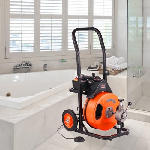 Effortless Drain Cleaning VEVOR 100FT x 38 Drain Auger with 4 Cutters for 2-4 Pipes