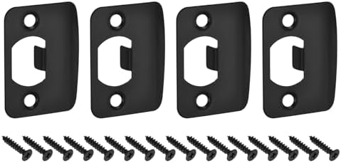 4Pcs 57mm x 45mm Stainless Steel Door Strike Plate Replacement Black