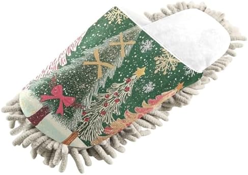 White Christmas Trees Green Snowflakes Mop Slippers for Men Women - Eco-Friendly Cleaning at Home