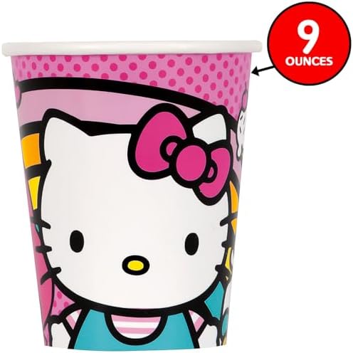 Hello Kitty Friends Pink White Paper Cups - 9 oz - 8 Count