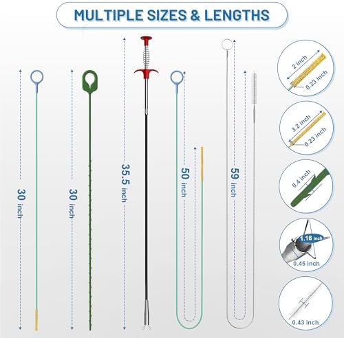 Kellys Collection 12-Piece Snake Drain Hair Remover Multi-Functional clog Removal Tools for Home Businesses