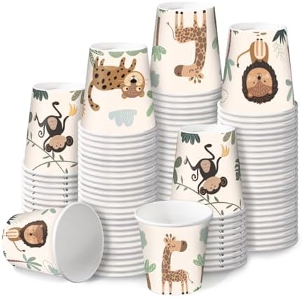 Ruspepa 100-Piece 2oz Disposable Bathroom Cups with Animal Prints