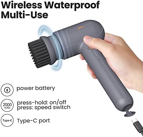 Portable Electric Scrubber 3 Speed Heads for Deep Cleaning