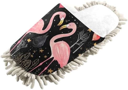 White Flamingos Heart Mop Slippers RunningBear Eco-Friendly Mop Slippers for Hard Floors