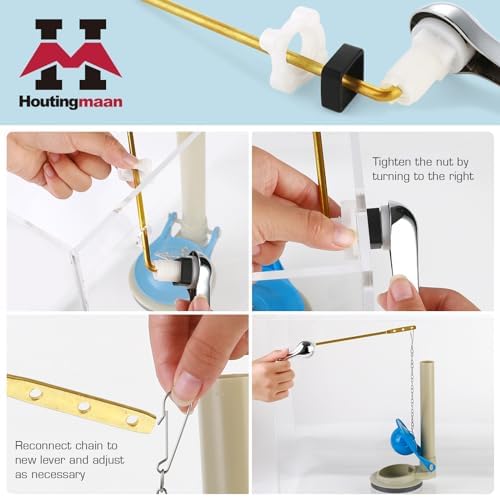 Hotingmaans Ace Toilet Flush Lever Kit Universal Front Mount Replacement Handle Chain