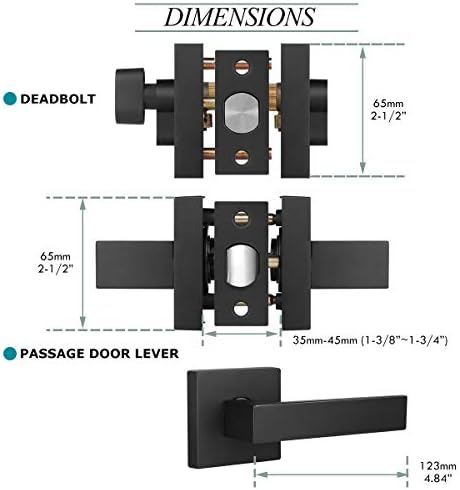 Brotima 4-Pack Keyed Entry Door Lock Set Matte Black For Bedroom Front Door