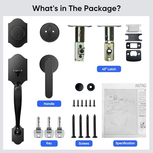 Front Door Lock Set Reversible Adjustable Handle Deadbolt