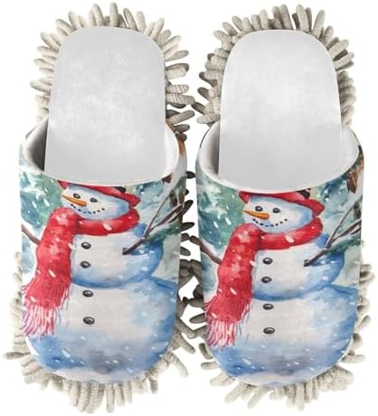 White Christmas Snowman Mop Slippers